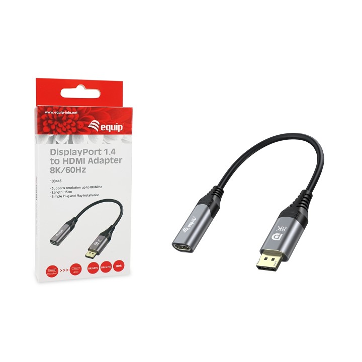 Cable EQUIP DP/M a HDMI/H 15cm Negro/Gris (EQ133446)