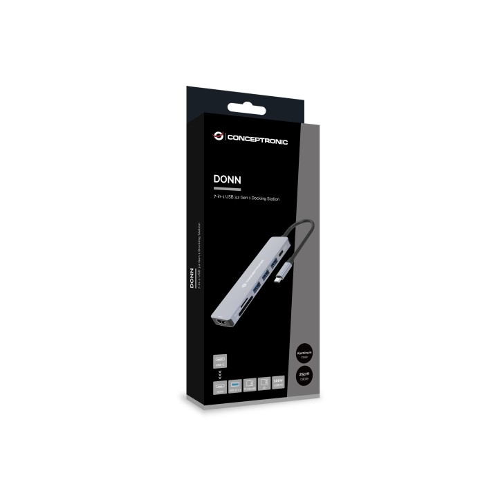 Adaptador CONCEPTRONIC USB-C 7en1 100W Gris (DONN19G)