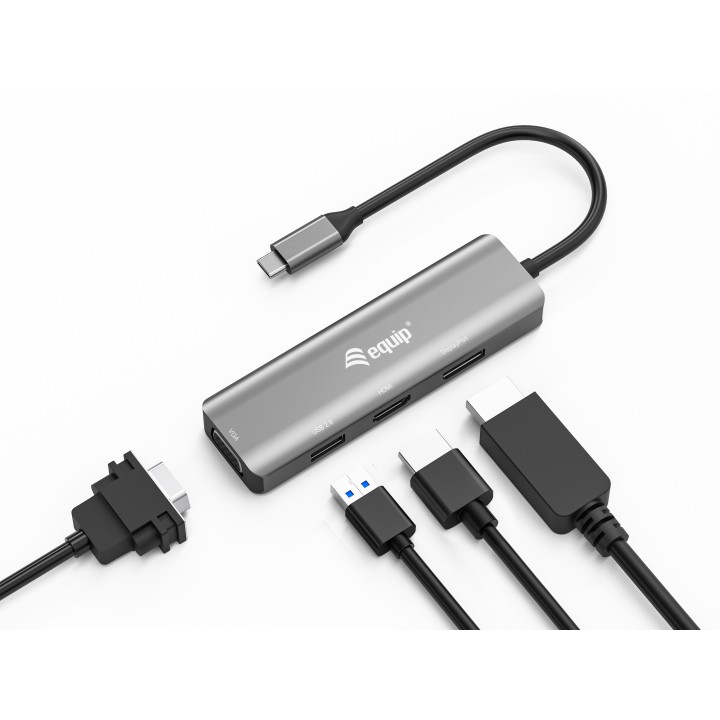 Adaptador EQUIP USB-C a USB-A/HDMI/DP/VGA (EQ133485)