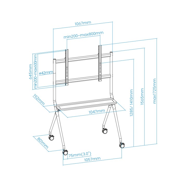 Soporte de Suelo TOOQ 50"-86" Ruedas 120Kg (FS20205M-B)