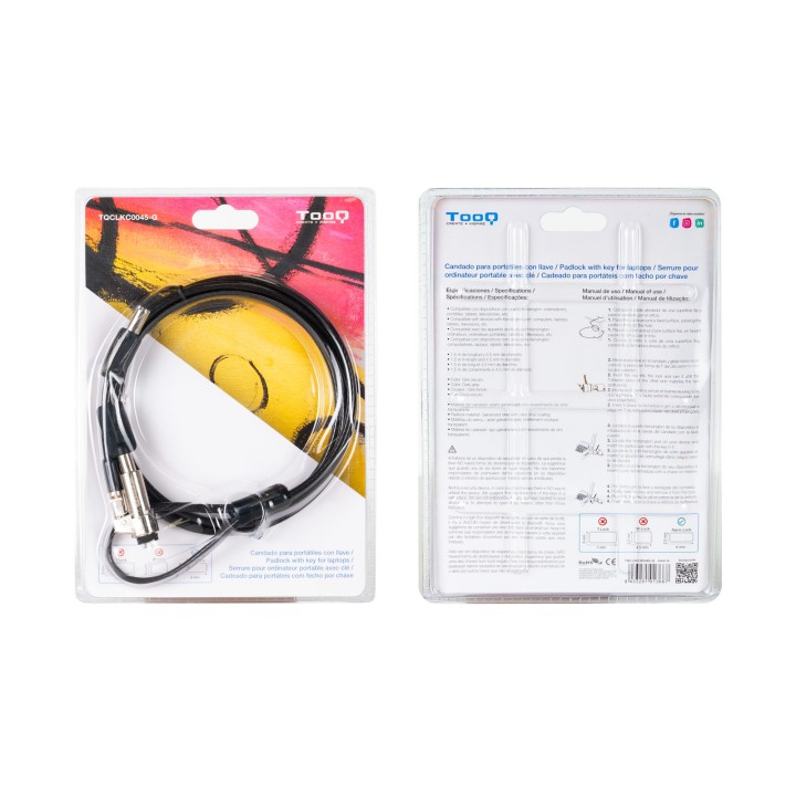 Cable de Seguridad TooQ Llave 1.5m Gris (TQCLKC0045-G)
