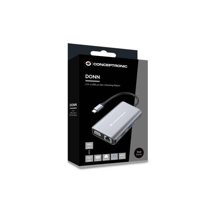 Adaptador CONCEPTRONIC USB-C 7en1 100W Gris (DONN21G)