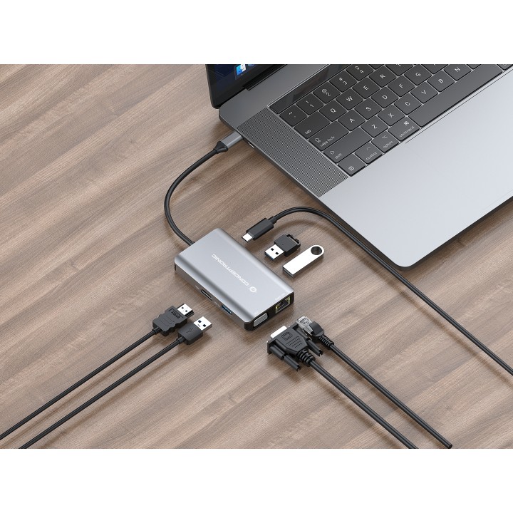 Adaptador CONCEPTRONIC USB-C 7en1 100W Gris (DONN21G)