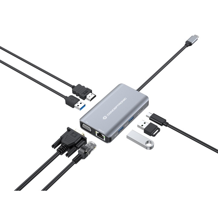 Adaptador CONCEPTRONIC USB-C 7en1 100W Gris (DONN21G)