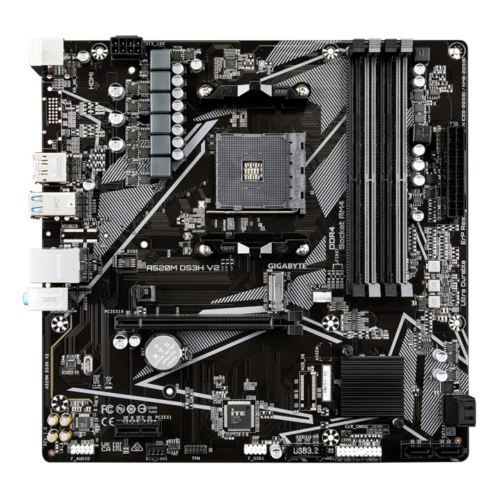 GIGABYTE A520M DS3H V2:(AM4) 4DDR4 HDMI DVI-D DP mATX