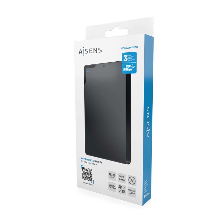 Caja AISENS HDD 2.5" SATA USB 3.0 Negra (ASE-2520B)