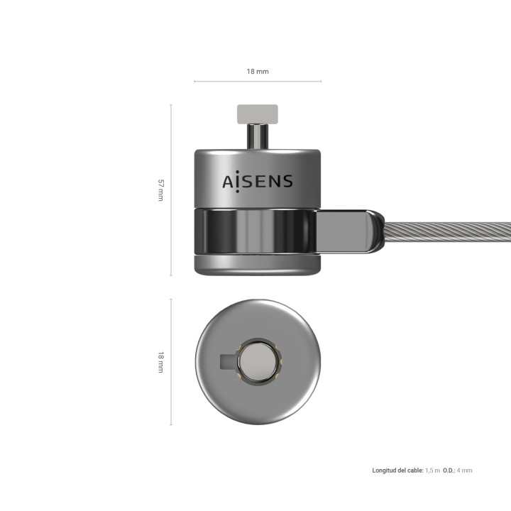 Cable Seguridad AISENS para portatil (ASLK-D40K02-SL)