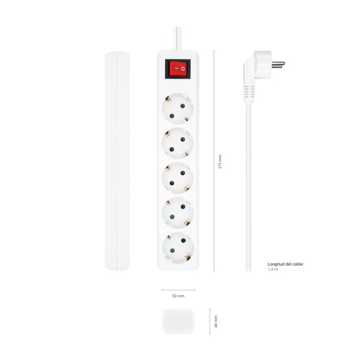 Regleta AISENS 5xSchuko Interruptor Blanca (A154-0651)