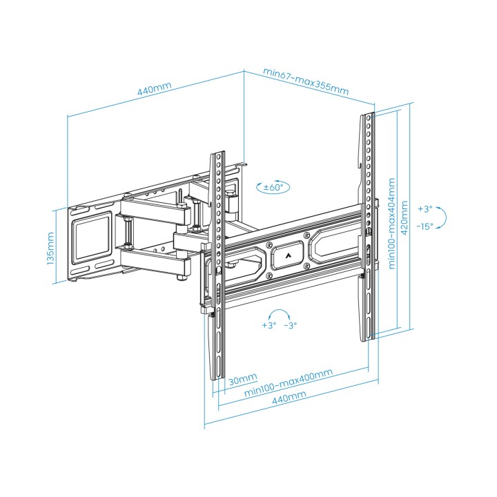 Soporte de Pared TOOQ 32"-70" Gira/Inclina (LP7846TN-B)