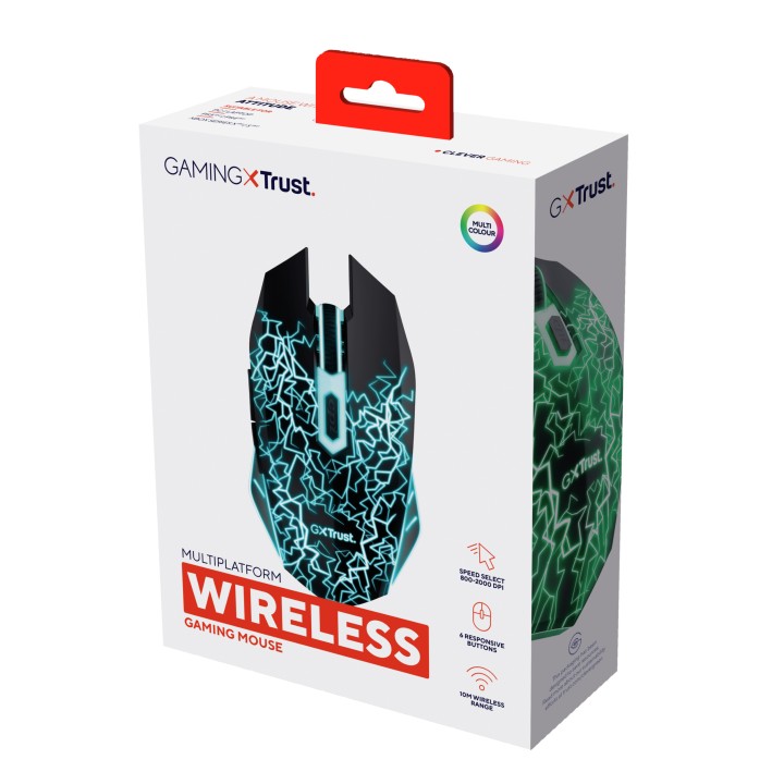 Ratón Gaming Trust Óptico LED Wireless RF Negro (24750)