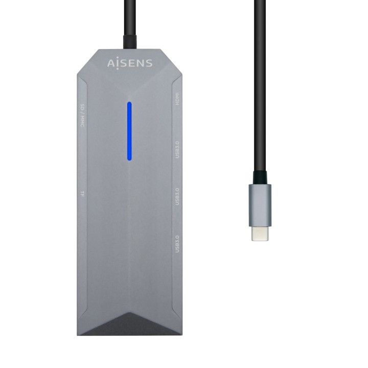 Adaptador AISENS USB-C 8 en 1 15cm Gris (ASUC-8P004-GR)