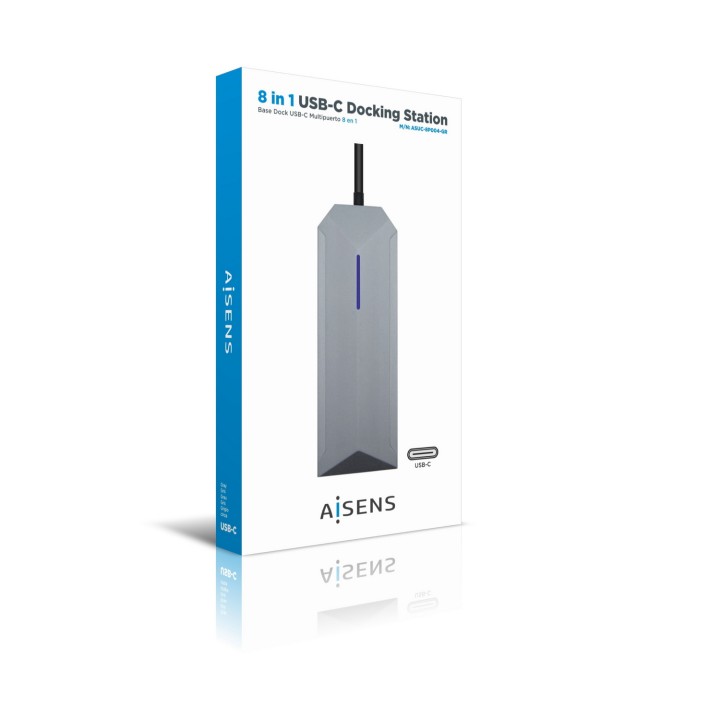 Adaptador AISENS USB-C 8 en 1 15cm Gris (ASUC-8P004-GR)