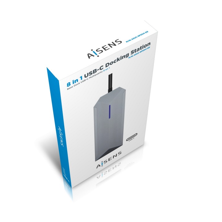 Adaptador AISENS USB-C 8 en 1 15cm Gris (ASUC-8P004-GR)