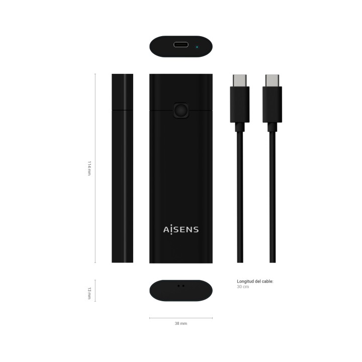 Caja AISENS SSD M.2 NVMe USB-C 3.1 Negra (ASM2-020B)