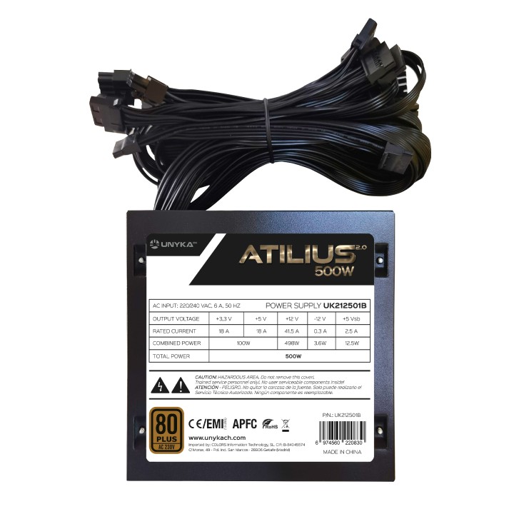 Fuente UNYKA Atilius 2.0 ATX 500W 80+ Bronze (UK212501)