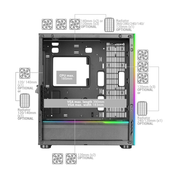 Caja Mars Gaming ARGB ATX EATX mATX Blanca (MCULTRAW)