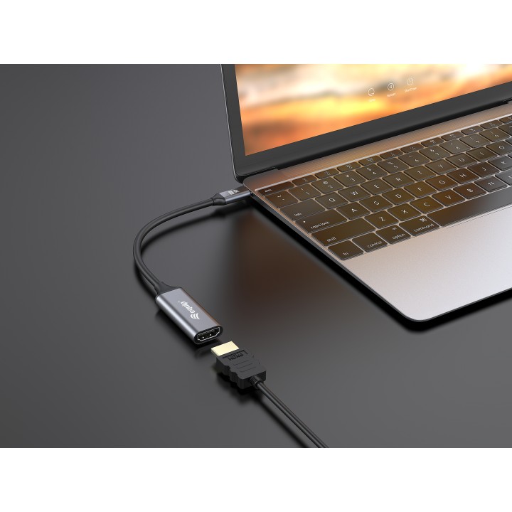 Cable EQUIP USB-C/M a HDMI/H 15cm Negro/Gris (EQ133491)