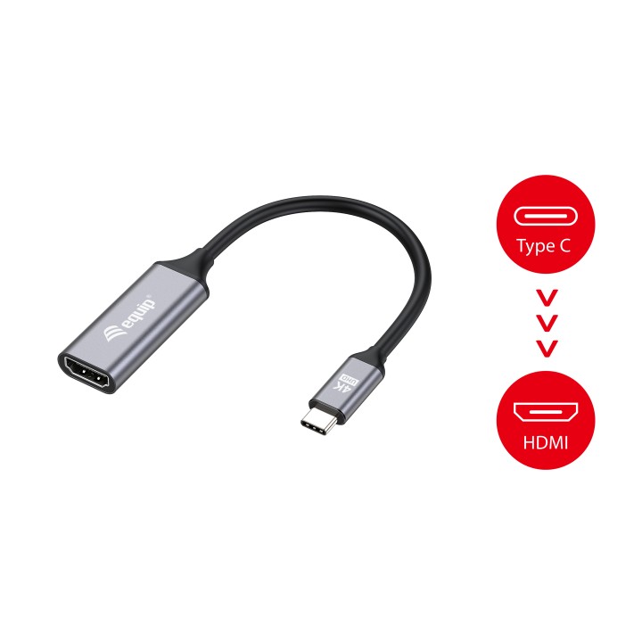 Cable EQUIP USB-C/M a HDMI/H 15cm Negro/Gris (EQ133491)