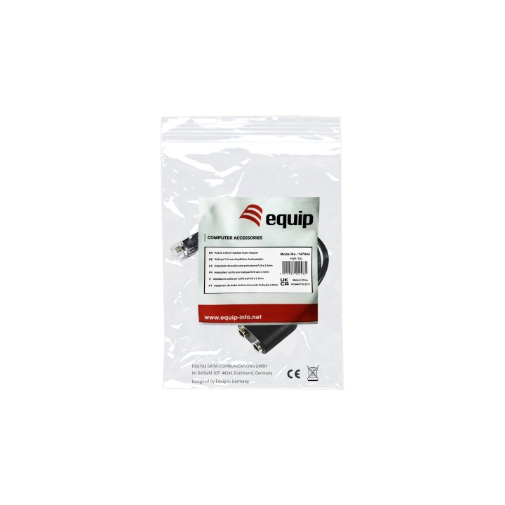 Cable EQUIP 1xRJ9/M a 2x3.5mm/H 0.25m Negro (EQ147944)