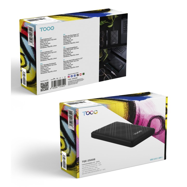 Caja TooQ SSD/HDD 2.5" SATA USB 3.0 Negra (TQE-2500B)