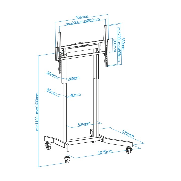 Soporte Suelo TOOQ 55"-100" Eléctrico Ruedas (FSM02-B)