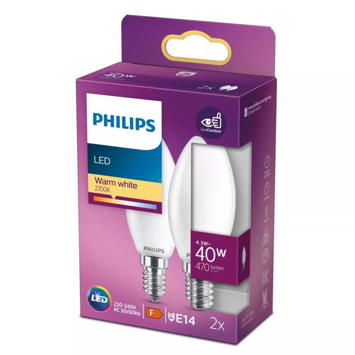 Bombilla Philips Vela LED E14 40W Pack 2 (9290013453A)
