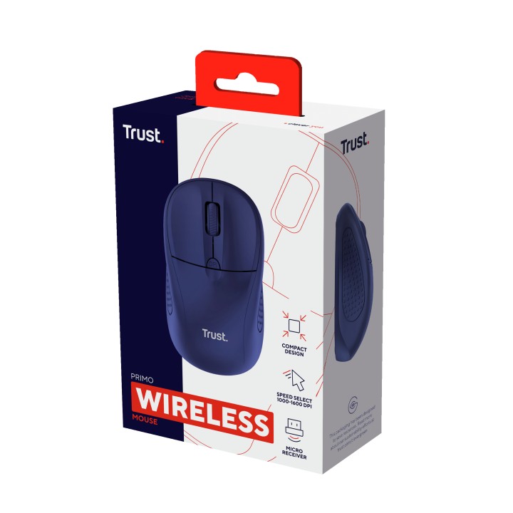 Ratón Trust Óptico RF 2.4Ghz 1600dpi Azul (24796)