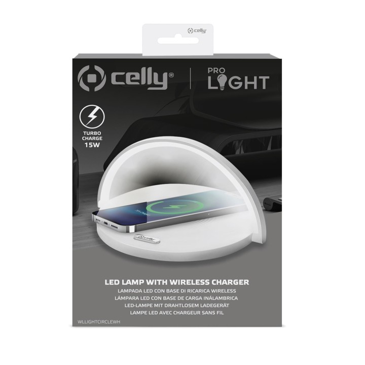 Lámpara CELLY Cargador Wireless 15W (WLLIGHTCIRCLEWH)