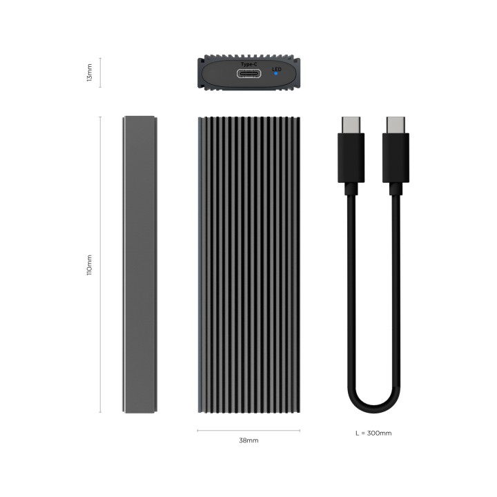 Caja AISENS SSD M.2 NVMe USB-C 3.1 Gris (ASM2-023GR)