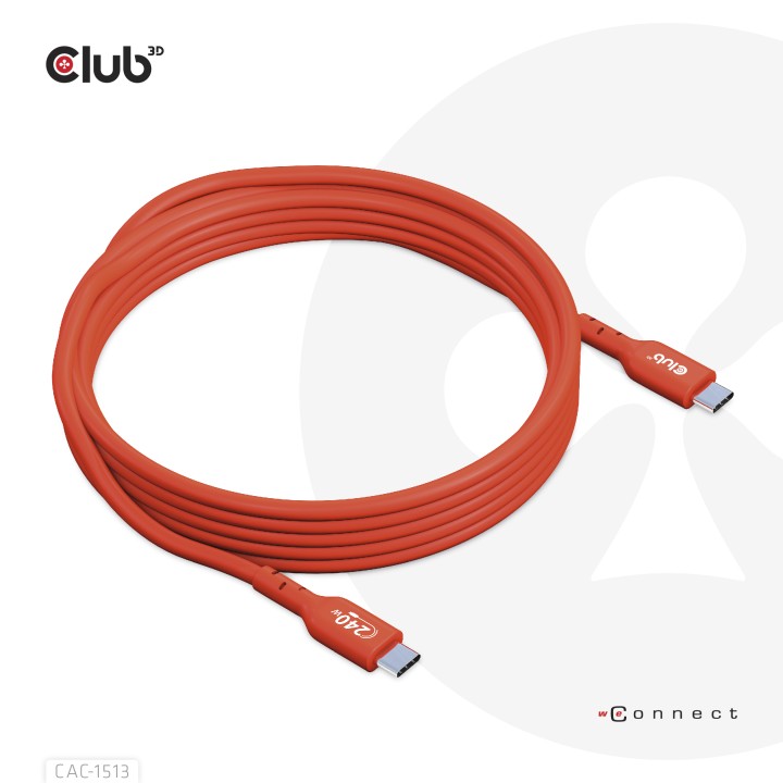 Cable Club 3D USB-C PD 240W 3m M/M Naranja CAC-1513