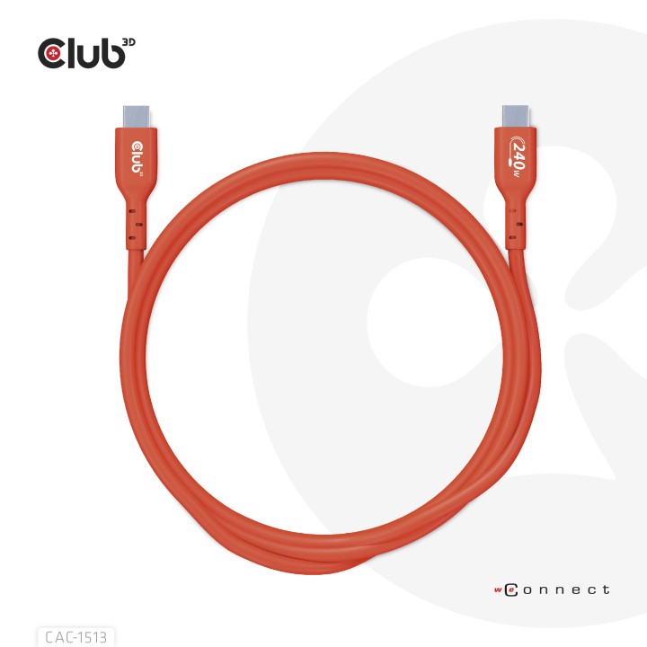Cable Club 3D USB-C PD 240W 3m M/M Naranja CAC-1513
