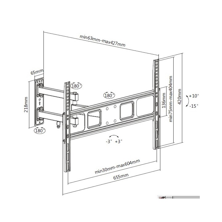 Soporte Pared EQUIP 37"-70" Inclinable 35kg (EQ650342)