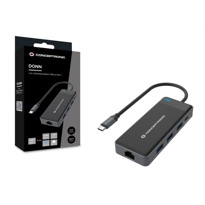 Docking Station CONCEPTRONIC 7en1 USB-C 2HDMI (DONN14G)