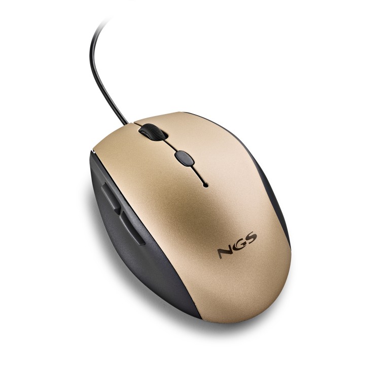 Ratón NGS Ergonómico Óptico USB 1600dpi Oro (MOTHGOLD)