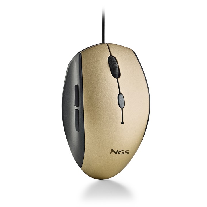 Ratón NGS Ergonómico Óptico USB 1600dpi Oro (MOTHGOLD)