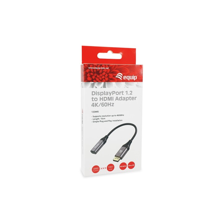 Cable EQUIP DP 1.2 a HDMI/H 15cm Gris/Negro (EQ133445)