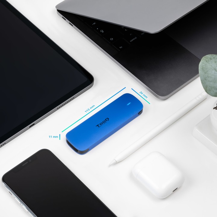 Caja TooQ SSD M.2/NVMe/PCIe USB-C 3.1 Azul (TQE-2201BL)