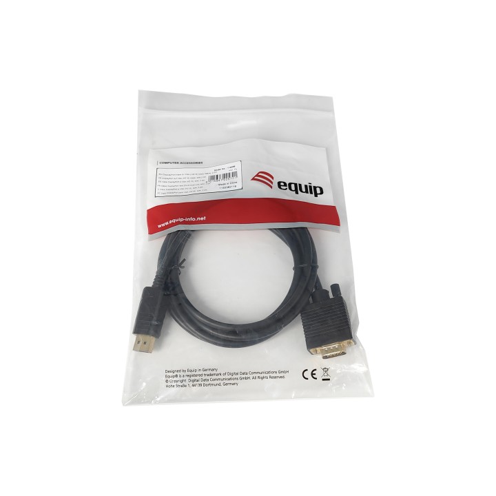 Cable EQUIP DP/M a VGA/M 2m Negro (EQ119338)