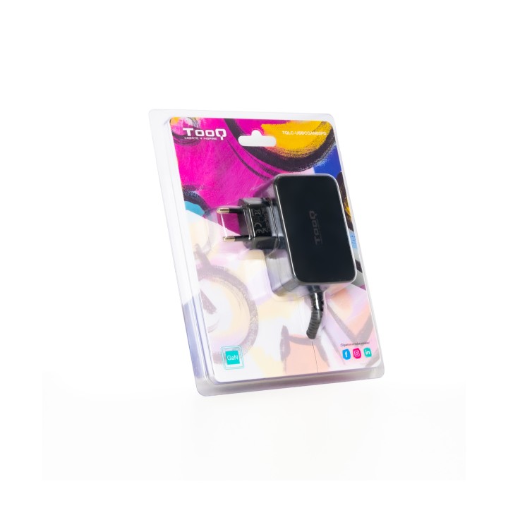Cargador TooQ 65W USB-C PD 3.0 Negro (TQLC-USBCGAN65PD)