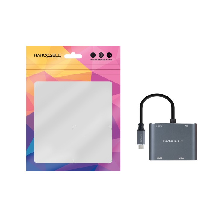 Adaptador Nanocable USB-C a HDMI/VGA/USB-A (10.16.4304)