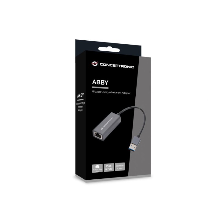 Adaptador CONCEPTRONIC USB 3.0 a RJ45 Gris (ABBY08G)