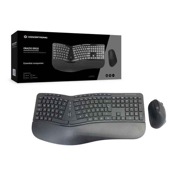 T+Ratón CONCEPTRONIC Wireless Alemán Negro (ORAZIO02DE)