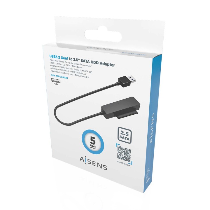 Adaptador AISENS SATA a USB 3.0/3.1 Negro (ASE-25A03B)