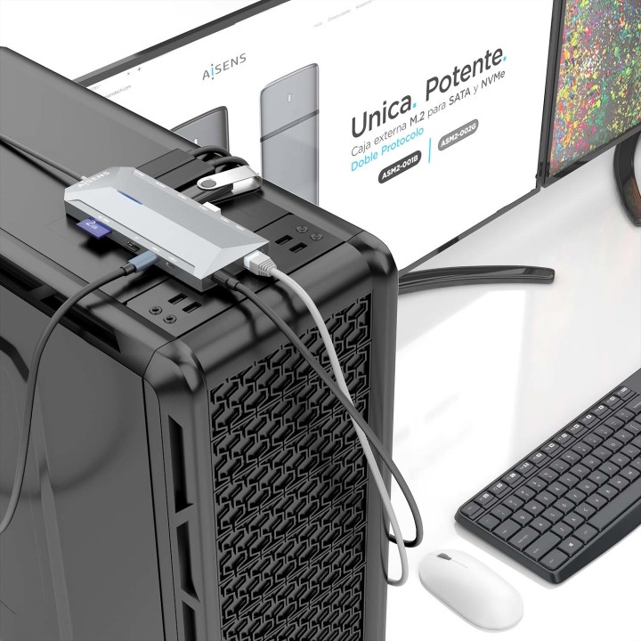 Dock Station AISENS 12en1 30cm Gris (ASUC-12P005-GR)