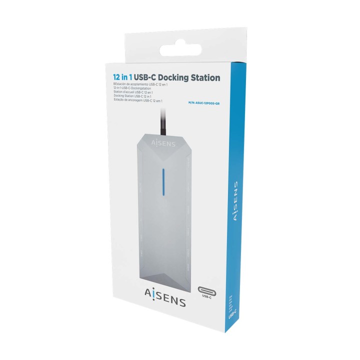 Dock Station AISENS 12en1 30cm Gris (ASUC-12P005-GR)