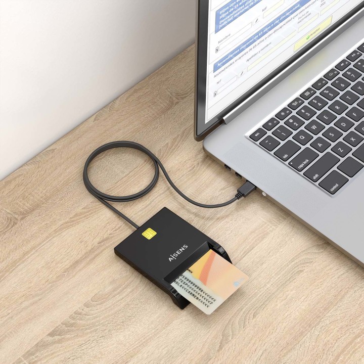 Lector Tarjetas AISENS DNIe USB2.0 Negro (ASCR-SN06-BK)