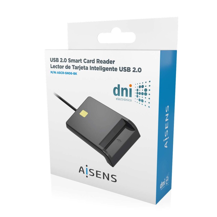 Lector Tarjetas AISENS DNIe USB2.0 Negro (ASCR-SN06-BK)