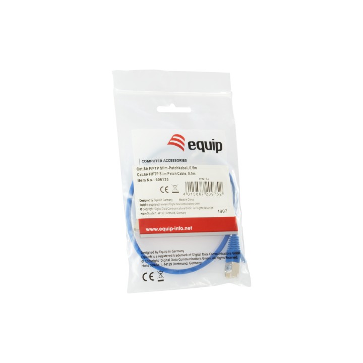 Latiguillo EQUIP Cat.6a S/FTP 0.5m Azul (EQ606133)