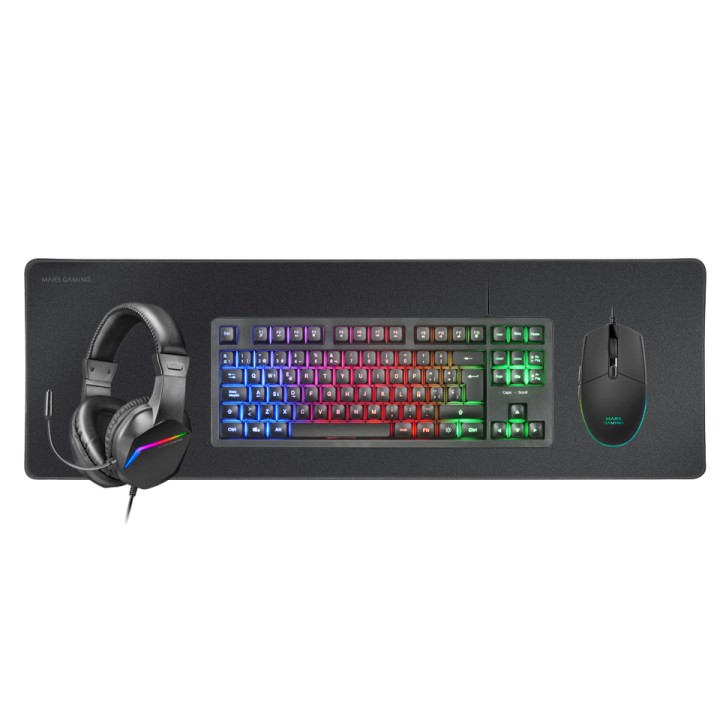 Pack Mars Gaming T+Ratón+Auric+Alfomb Negro (MCPRGB3ES)