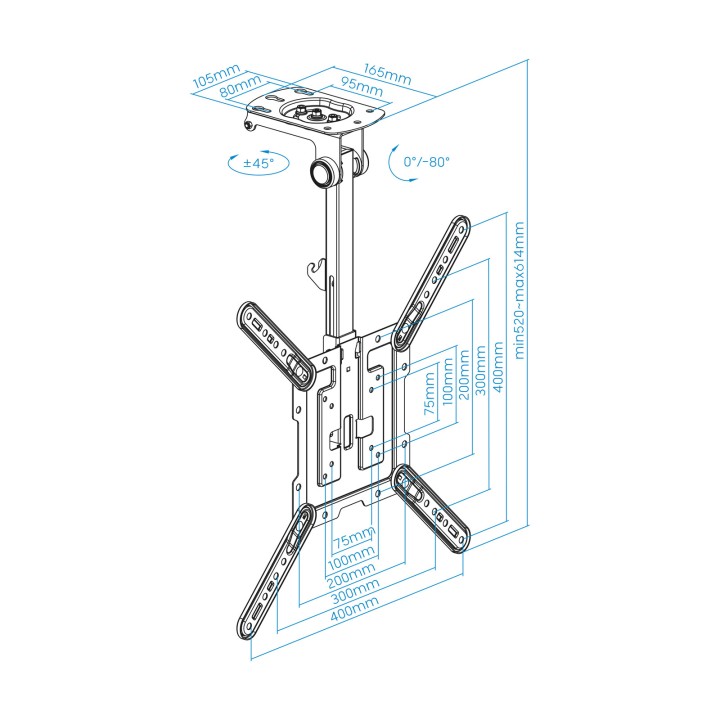 Soporte Techo TOOQ 23-55" Gira/Inclina (LPCE1123TSLI-B)
